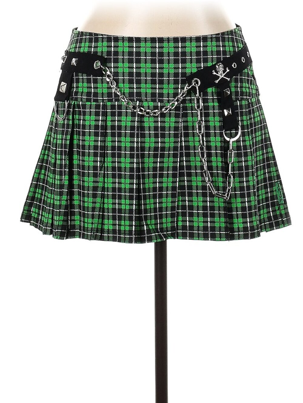 Plaid Skull Pleated Skirt Y2K GOTH PUNK GRUNGE EMO RARE NWOT NEW